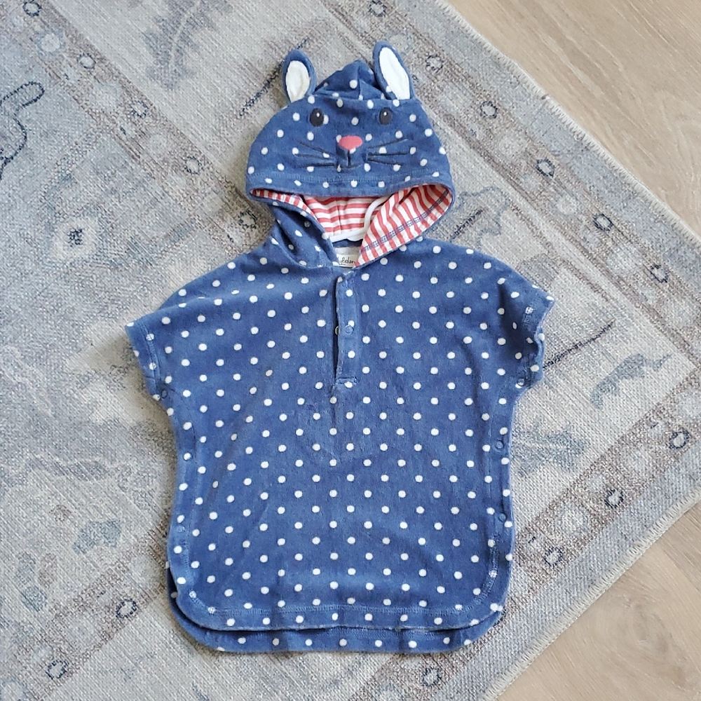 Baby Boden Unisex Toweling Bunny Polka Dot Hooded Swim Cover-up Sz6-12m